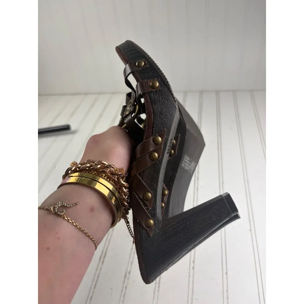 Bongo Vintage Y2K Norman Brown Strappy Boho Studded Platforms Women's Size 9M